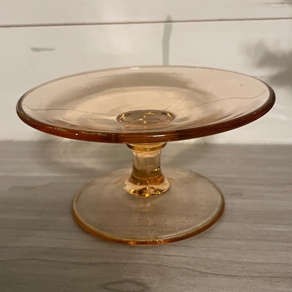 Vintage Pink Depression Glass Candle Holder Base Dessert Stand - Picture 14 of 16